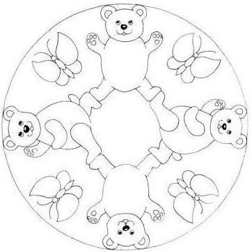 Раскраска тарелка с медвижатами
