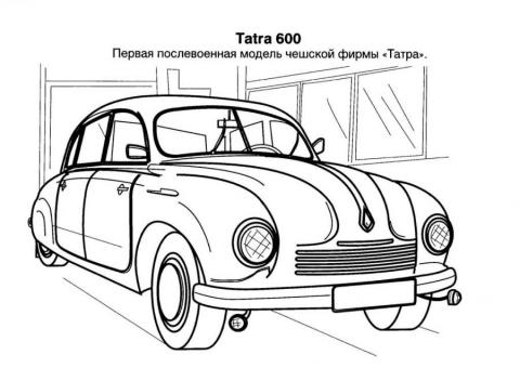 Раскраски Старинные автомобили Tatra 600