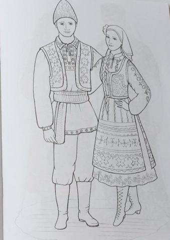 Раскраска народный костюм Молдаванский