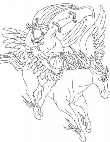 Раскраска конь с  крыльями
