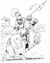 Раскраска рыцарь на коне