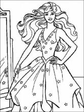 Раскраска Барби в вечернем платье