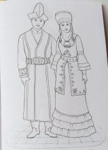 Раскраска народный костюм Киргизкий