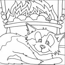 Раскраска кот геретса у огня