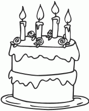 Раскраска двухярусный тортик с свечками