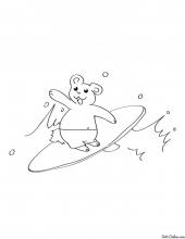 Раскраска Серфинг с медвежонком